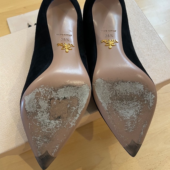 Prada Suede Pointed Toe Pumps - Picture 10 of 12